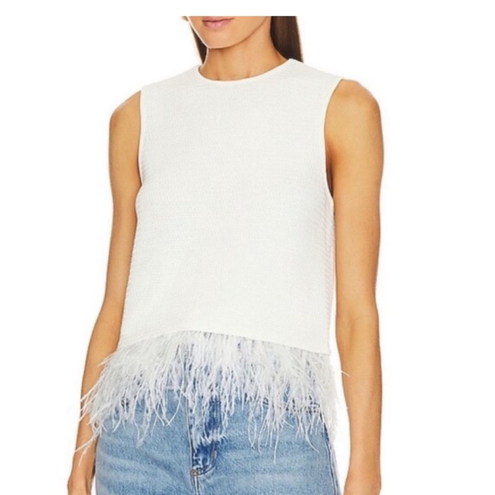 FRAME White Crochet Holiday Tank with Feather Detail - NWOT - Size S